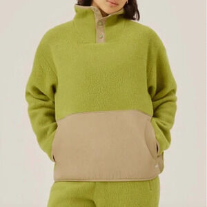 NWT Allbirds Women's XS Fluff Fleece Pullover Wool Blend Jacket Hazy Lime Green